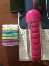 Botella de agua con Pillbox de 600Ml, recipiente para bebida de plástico con caja de pastillas de medicina, organizador de 7 días de viaje para bebida