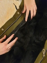 BLUENESSFAIR-abrigo de piel auténtica de zorro para mujer, chaqueta de invierno, Parka larga, Cuello de piel de mapache Natural, ropa de calle cálida