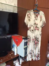 Las mujeres Xl-5xl de talla grande vestido de las señoras de las mujeres de moda Floral impreso cuello en V pantalón corto Casual manga vestido de gasa de verano Vestidos