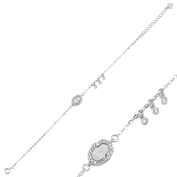 

Silver 925 Sterling Zircon Cubic Zirconia Fatma Master Hand Bracelet