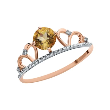 

Gold ring with cubic zirconia and citrine sunlight sample 585 test