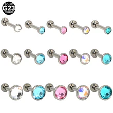 3 шт. G23 титановый плоский CZ драгоценный камень ухо траг хрящевая спираль очаровательные хрустальные раковины Lobe серьги штанга Серьги Для Пирсинга Ушей ювелирные изделия