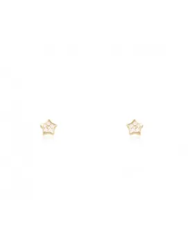 

Gold Baby earrings First posture Star in circon