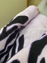 Suéter largo holgado con cuello redondo para mujer, Jersey de punto azul con estampado de llamas para otoño e invierno, 2020