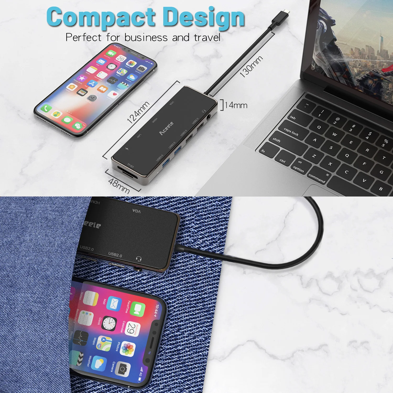Aceele USB C концентратор многофункциональный металлический+ силиконовый концентратор для Macbook Pro Macbook Air samsung Galaxy Tab S6