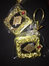 Llaveros con colgante islámico musulmán para mujer, Mini llaveros para libro del Corán, Ark, corán, papel Real, puede leer joyería religiosa pequeña, 1 ud.