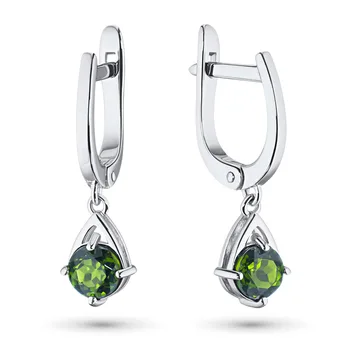 

Earrings made of silver with хромдиопсидом э06с060505006