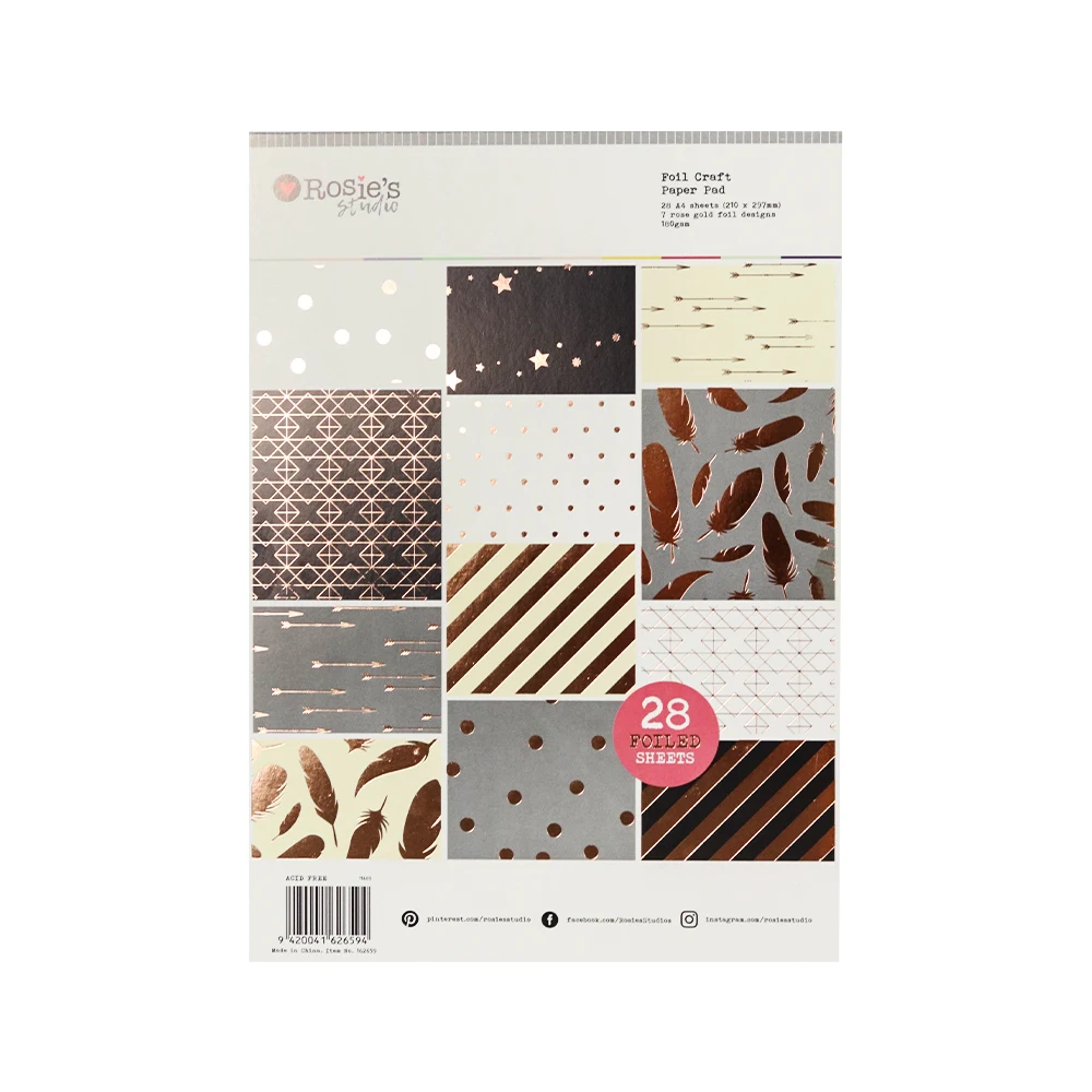 

CRZCrafter A4 Foil Design Scrapbooking Craft Paper Pad 28 Sheets DIY Cardmaking Background Pattern Decorative Papers Acid Free