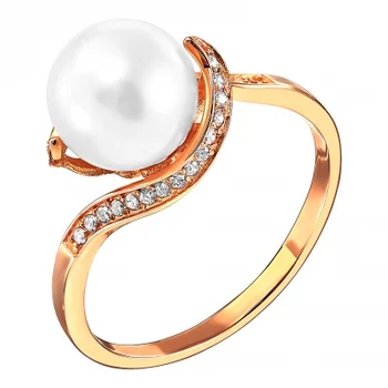 

Примаэксклюзив ring with pearls and cubic zirconia in red gold