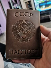 Business-Card-Holder Passport-Cover Credit-Card CCCP Russian Genuine-Leather And Retro