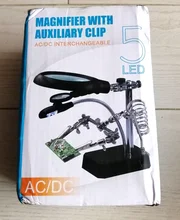 Lupa de soldadura con luz LED, lente auxiliar de 3.5X-12X, lupa de escritorio con Clip auxiliar, reparación de soldadura a tres manos