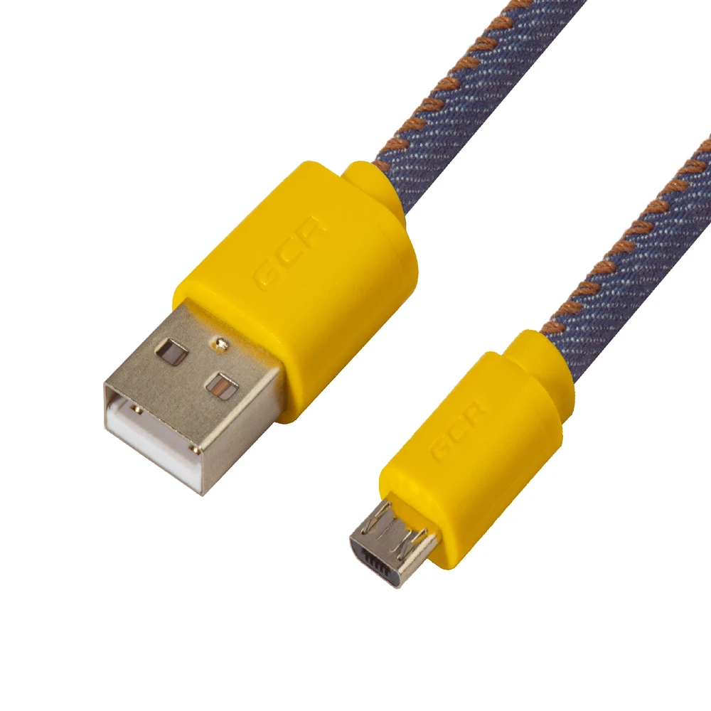 GCR кабель для быстрой зарядки, микро юсб, micro USB, шнур для телефона, зарядка, передача данных, джинсовая оплетка - Цвет: Yellow jeans