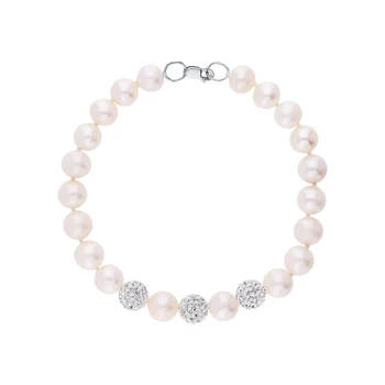 

Silver Bracelet with Swarovski cubic zirconia and pearls cultured sunlight sample 925