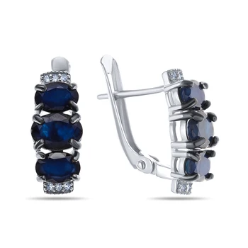 

Silver earrings with cubic zirconia Sint. And Sapphire Nat. (U)