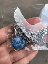 Cristal de vidrio Luna collar COLGANTE media luna bruja joyería de Luna simple collar joyería pagano mago regalo