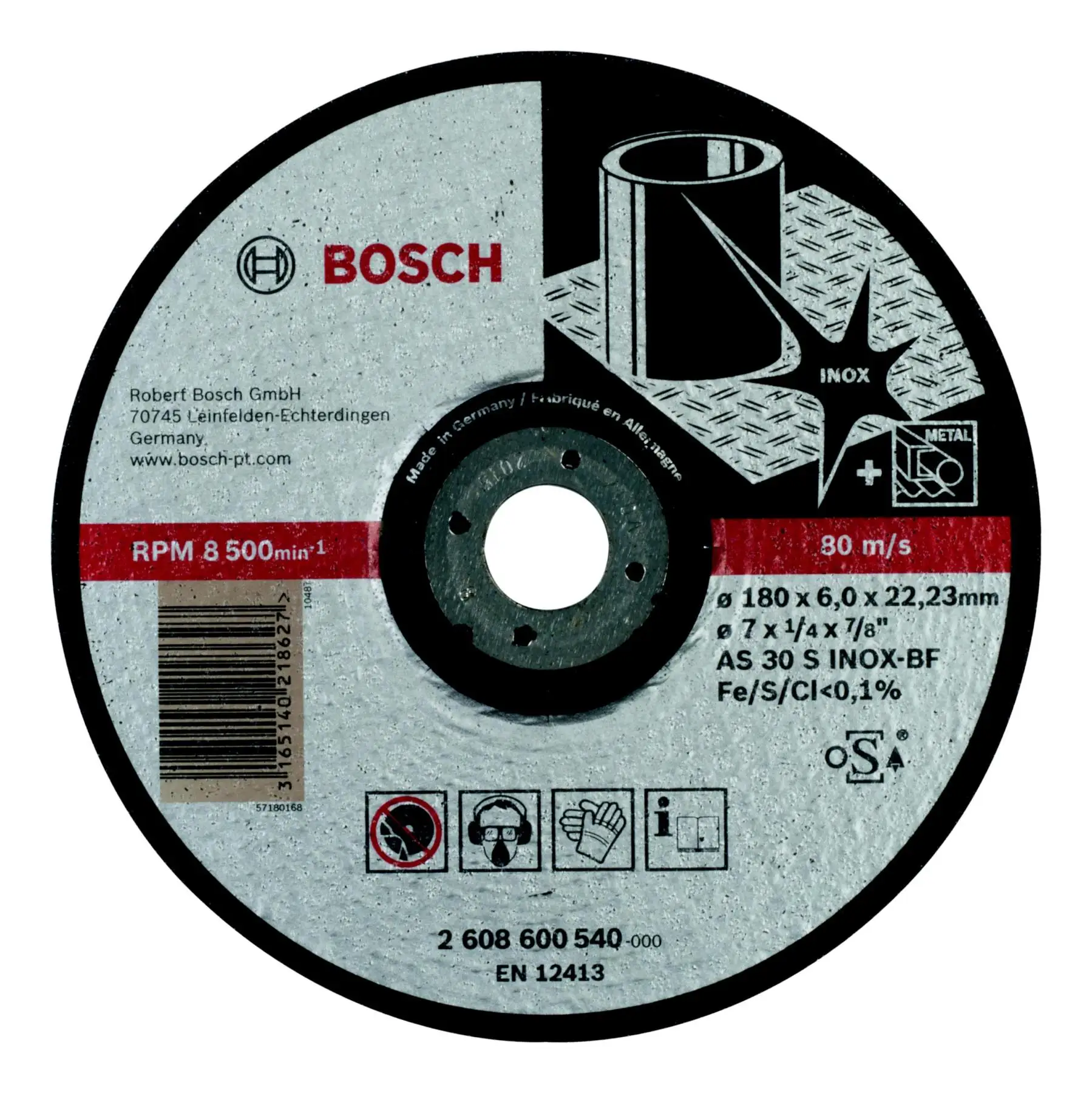 Круг зачистной BOSCH 180х6х22мм 14А