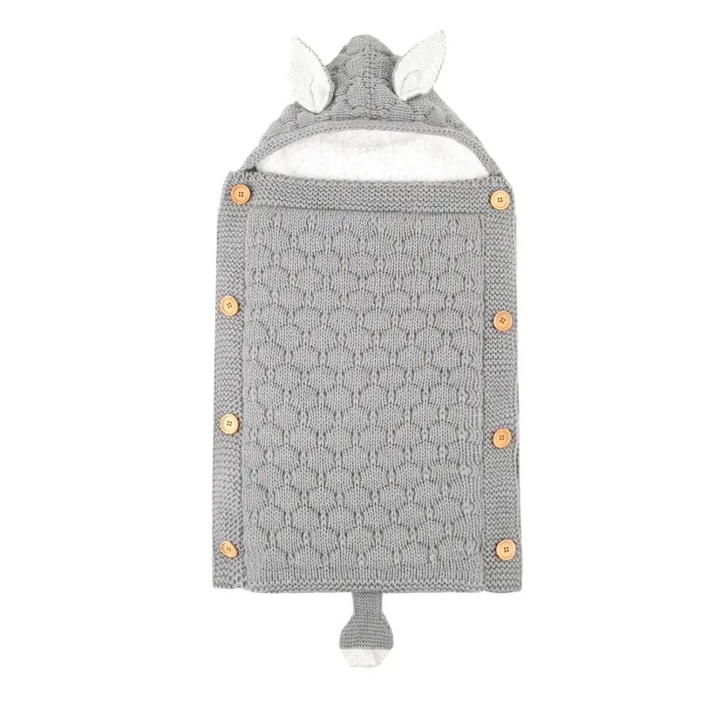 B Light Gray Детские спальные мешки, детская подушка для ног, коляска, автомобильное сиденье, вязаная пушистая зимняя теплая одежда для сна, детские накидки - Цвет: B Light Gray