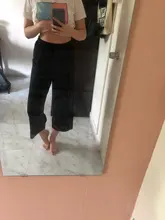 Pantalones de punto finos para mujer, pantalón suelto, de pierna ancha, cintura elástica, hasta el tobillo, talla grande, S-4XL