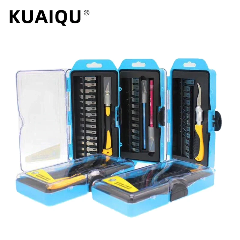KUAIQU 1 комплект металлической ручкой лезвие для скальпеля Ножи древесины Бумага