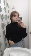 Suéter de cuello alto suelto para mujer, jerséis de punto cálidos y elegantes de gran tamaño, Tops sólidos de moda, Jersey de punto 2021
