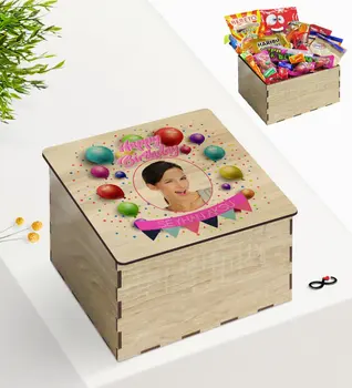 

Tailor-made In Wooden Box Photo Birthday Design Nostalgic Lezzetler Gift Seti-8