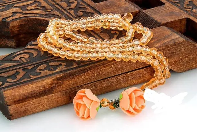 

WONDERFUL Gift Crystal Look 99 Pcs Hajj Umrah Gift Rosary (10 Pieces) Orange,Green color & Claret red