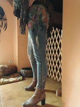 Stretchy Jeans Denim-Pants Painted Woman Trousers Flowers-Pattern 3D with Elegant-Style