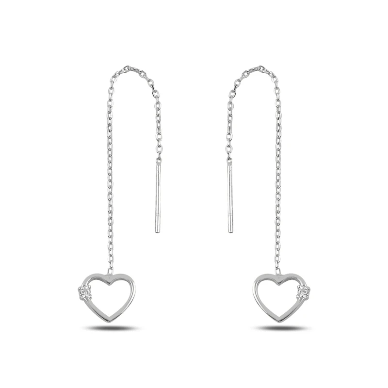 

Silver 925 Sterling Zircon Cubic Zirconia Heart Japanese Earrings