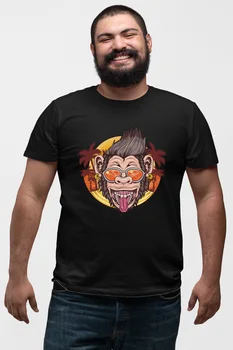 

Angemiel Wear Fun Holiday-Makers Chimpanzee Black Men 'S Cotton Big Size T-Shirt