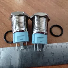 16mm 12mm interruptor de botón de metal botón impermeable circular plana Botón de luz LED auto-bloqueo auto-botón de Reinicio 1NO1NC