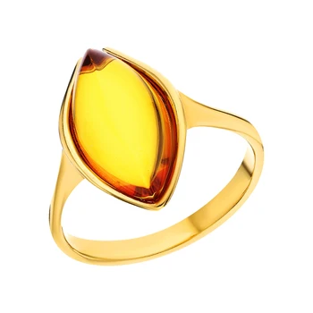

Silver ring with amber sunlight sample 925