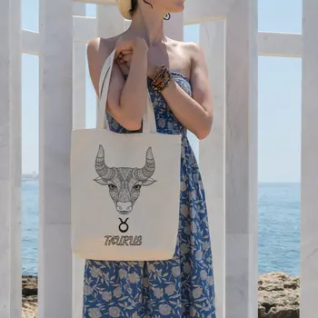 

Angemiel Bag Taurus Taurus Zodiac Vertör Drawing Shopping Beach Tote Bag