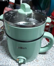 Mini máquina de Cocina eléctrica multifunción para el hogar, olla caliente de una sola/doble capa, olla de arroz multieléctrica, sartén antiadherente, 220V