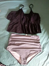 Traje de baño de dos piezas para mujer, bañador con doble volante y cintura alta, tankini con la parte inferior fruncida, ropa de baño de talla grande