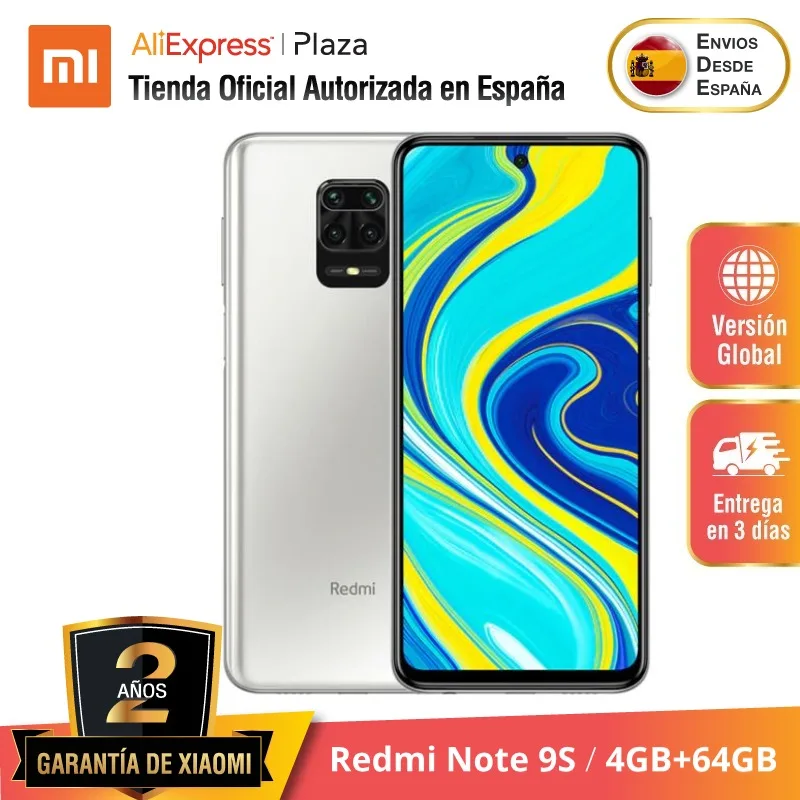 Xiaomi Redmi Note 9S (64GB ROM con 4GB RAM Snapdragon™ 720G Android Nuevo Móvil) [Teléfono Móvil Versión Global para España]