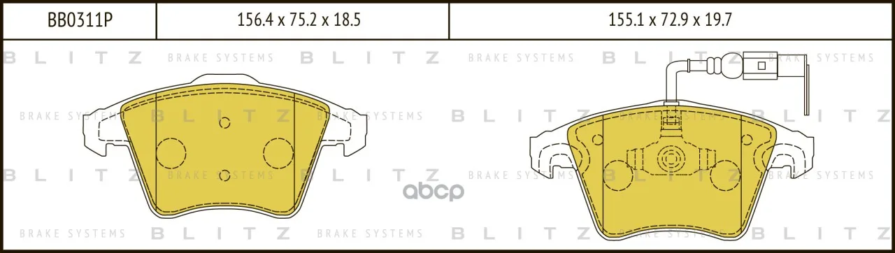 Колодки Тормозные Дисковые | Перед | Vw Multivan V/Transporter V 04/03- Blitz арт. BB0311P