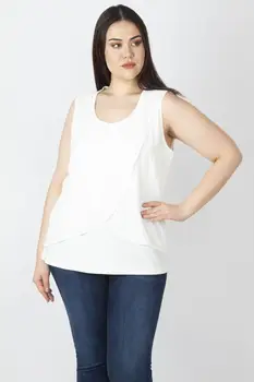 

Sans Textile Women Bone Front Chiffon Garnili Wraped Looking Blouse 65 N16090
