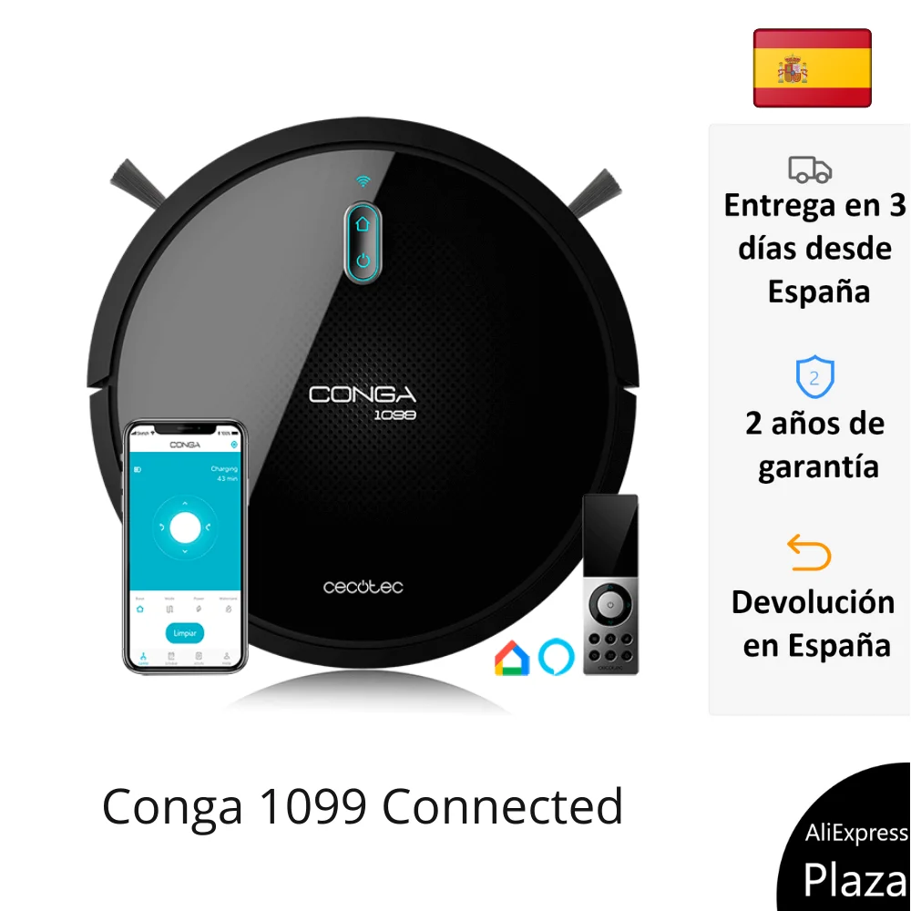 Asco Pantano creer Cecotec Robot vacuum cleaner Conga 1099 Connected aspire, sweep, scrub and  mop, control APP compatible Alexa and Google Home _ - AliExpress Mobile