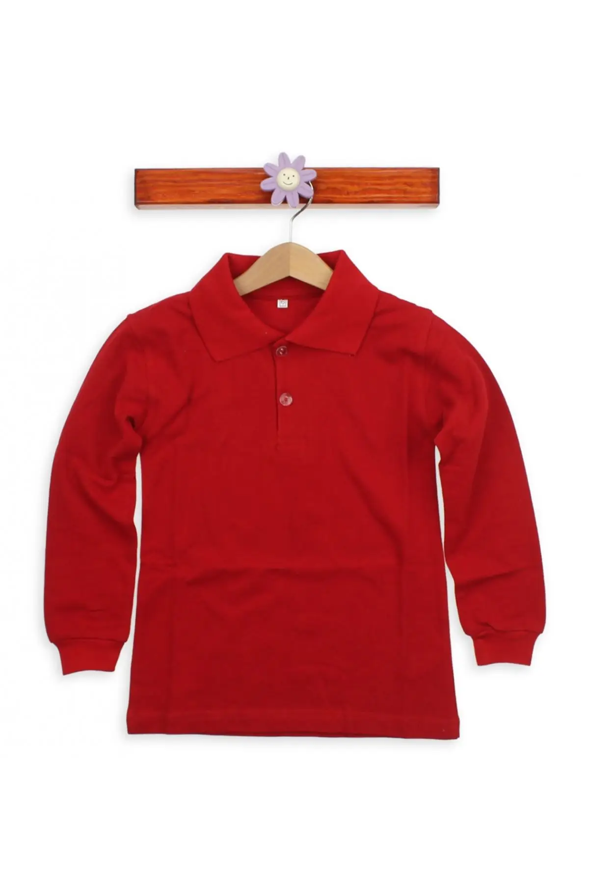 

Red Polo Collar Cotton Child Basic T-Shirt