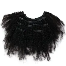 Предварительно цветные бразильские кудрявые вьющиеся волосы на заколках для наращивания человеческих волос 7 шт. набор для наращивания с 16 зажимами Модный женский парик