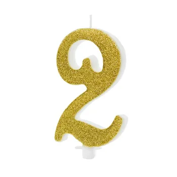 

Candle number 2 gold glitter
