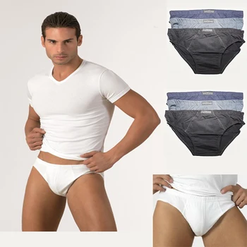 

6 Men 'S Briefs Cotton-White-2 Black 2-2 Gray SZ 4-M