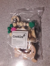 Mordedor de madera orgánico para bebé, mordedor en forma de Animal Natural, juguete de dentición, cuentas de silicona, regalo para bebé recién nacido, 2 uds.