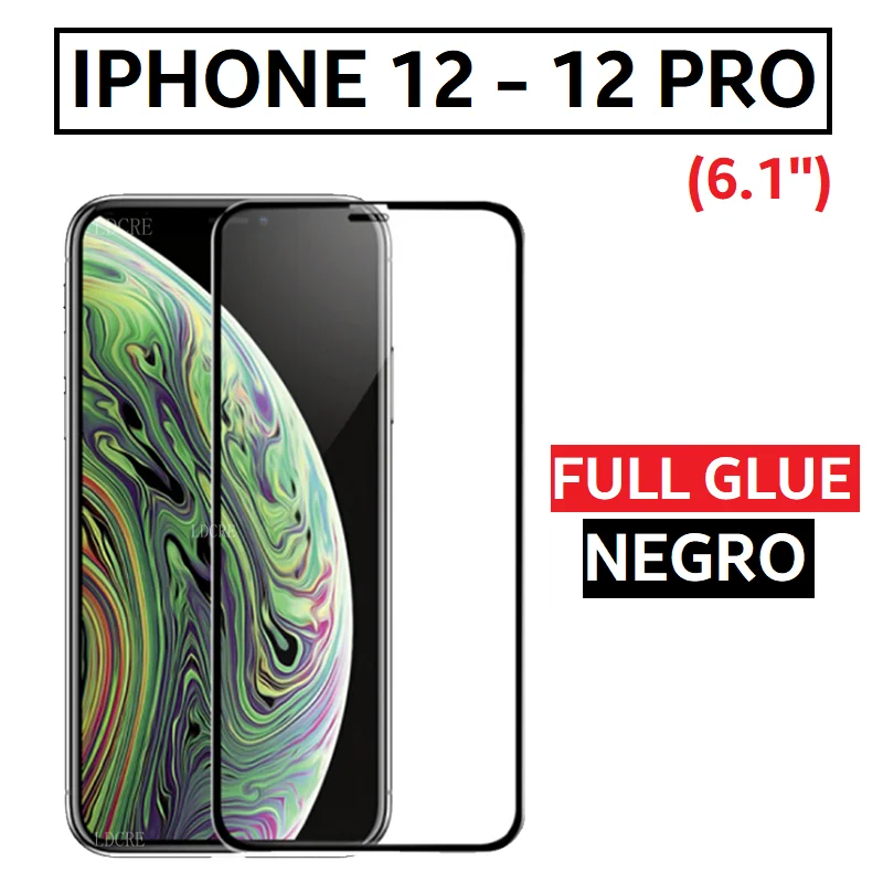 Tempered Glass Protector Full Glue for APPLE IPHONE 12 - 12 PRO Full Glue Black Display 6.1" IPHONE12 12PRO Screen Case 9 5D 9H 2020 afbeelding