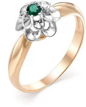 

Master brilliant flower ring with 1 Emerald in red gold