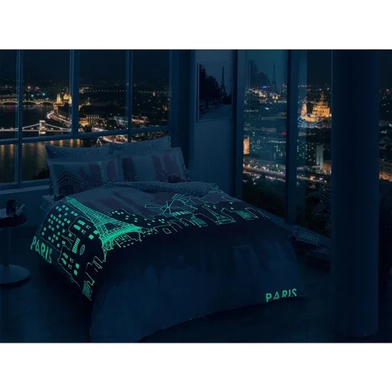 

6 Adet % 100 Pamuk Gece Parlayan нерезим Çift ilik Glow LU Paris 200x220 см