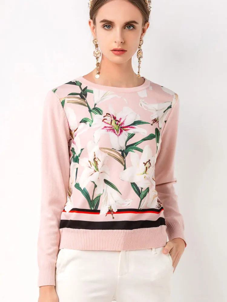 2019 весенне-осенний женский модный свитер, пуловер с v-образным вырезом и длинным рукавом, эластичный Женский вязаный свитер с принтом