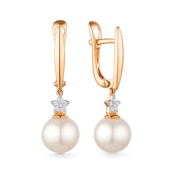 

Gold earrings with cubic zirconia and pearls sunlight sample 585
