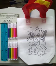 Juego de bolsas de Grafiti de manualidades con rotuladores para niños, juego de 5 bolsas de tela no tejida para pintar a mano, con relleno de colores para manualidades, GYH