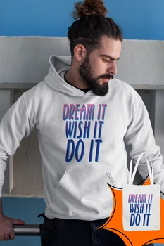 

Angemiel Wear Dream It Wish It Do It White Male Hooded Sweatshirt Bags Kombin